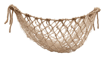 A handcrafted hammock made of natural fibers, gently swaying in a serene outdoor setting, surrounded by lush greenery and a clear blue sky, perfect for relaxation and leisure activities