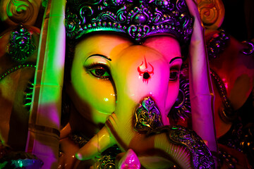 The mighty lord Ganesh during Ganesh Chaturthi festival in India