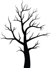 Bare tree silhouette, a stylized vector illustration of a stark and leafless plant, perfect for winter, spooky, or environmental concepts.