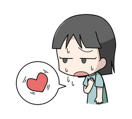 動悸がする女の子のイラスト