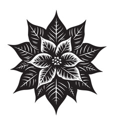 Black Poinsettia Flower Silhouette Vector Illustration design, Solid White Background