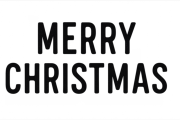 Merry christmas black text on transparent background