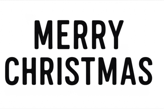 Merry christmas black text on transparent background