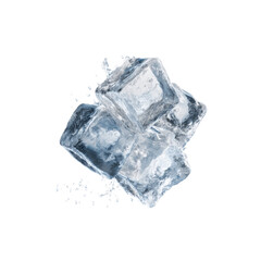 Crystal Clear Ice Cubes Splashing, Refreshing Drink Concept