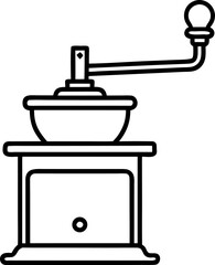 Hand Crank Coffee Grinder Line Art Vector Illustration