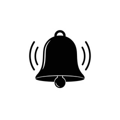 Classic bell silhouette with sound waves alert notification symbol icon graphic