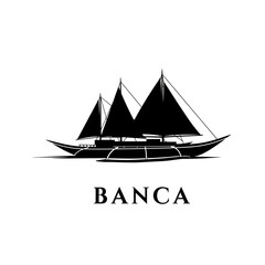 Classic wooden banca sailboat silhouette evokes maritime adventure nautical journey
