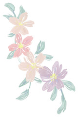 Light colored flower arrangement with leaves