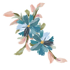 Loose brush strokes of leaves and flowers