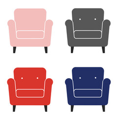 Fototapeta premium Four colorful accent chairs for modern living room design and home decor ideas