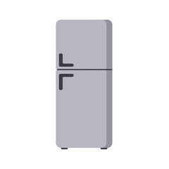 Retro gray double door refrigerator with black handles on minimalist design