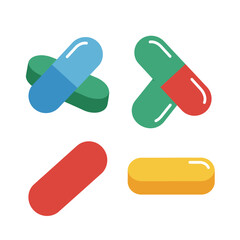 Collection of colorful pharmaceutical capsules and pills isolated for medical health and wellness concepts
