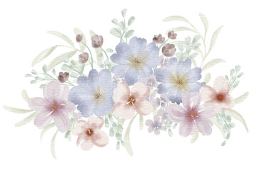 Vintage flower arrangement bouquet in watercolor