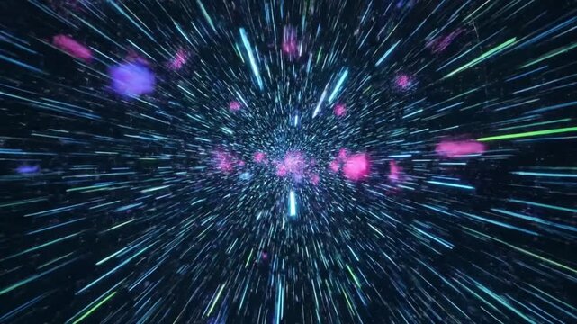 Endless Cyberspace Streaming | Neon Particles and Digital Grid Flow
