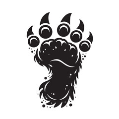 Black Monster Footprint  Silhouette Vector Illustration design, Solid White Background