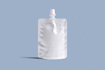 spout pouch for mockup design with blue background