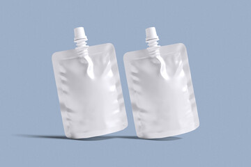 spout pouch for mockup design with blue background