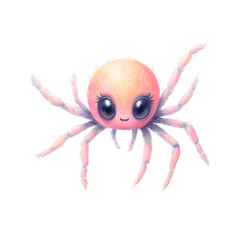 kawaii pastel spider, pastel watercolor, transparent background