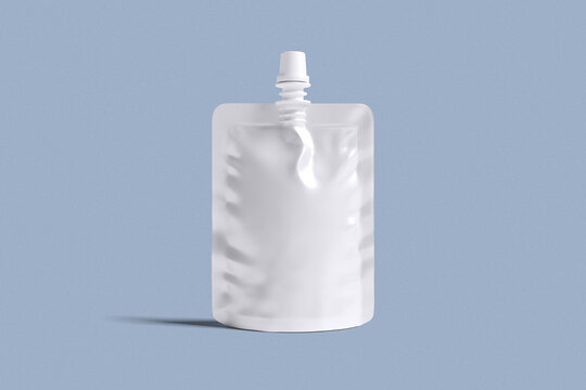 spout pouch for mockup design with blue background
