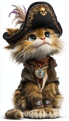 Pirate kitten cat cute character illustration