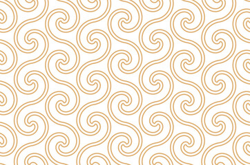 The geometric pattern with wavy lines. Seamless vector background. White and golden texture. Simple lattice graphic design