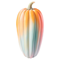 elongated pastel pumpkin, kawaii pastel watercolor, transparent background