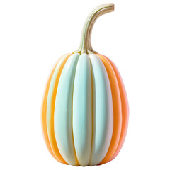 elongated pastel pumpkin, kawaii pastel watercolor, transparent background