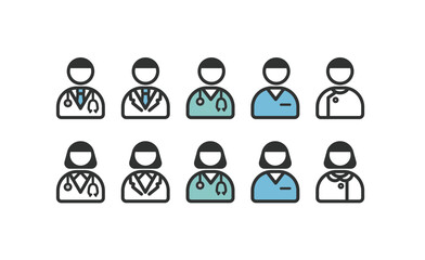 医者　看護師　医療関係者のアイコンイラスト