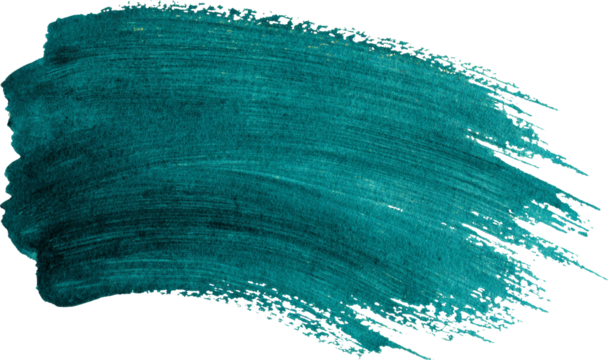 Teal Brushstroke: Artistic Elegance on Transparent Background