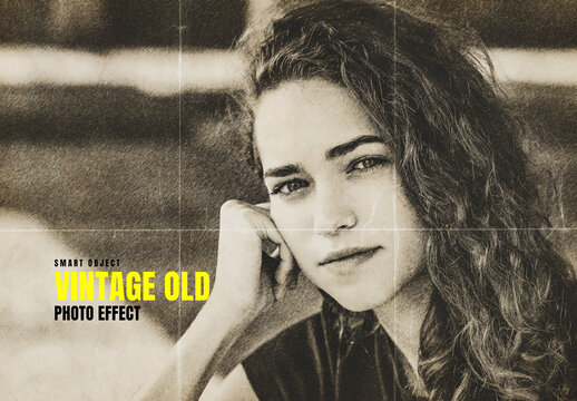 Vintage Old Photo Effect PSD Template