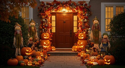 Obraz premium Fall & Halloween Fusion: Creative Entryway Decorating Tips