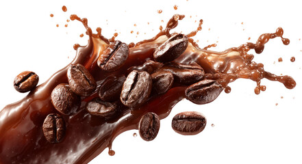 Fototapeta premium Coffee Bean Splash: Aromatic Burst
