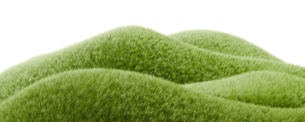 Green Grass Hills Landscape on transparent background 3d rendering png