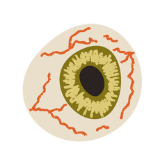 Eyeball with green pupil and veins isolated. Eye for autumn halloween design.