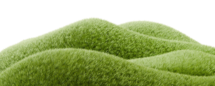 Green Grass Hills Landscape on transparent background 3d rendering png