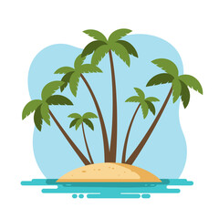 Tropical island paradise scenic view lush palm trees beach ocean water vacation travel destination