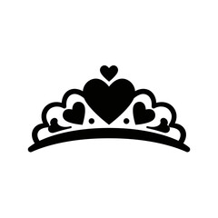 Black heart tiara royalty crown elegant symbol delicate princess symbol jewelry accessory
