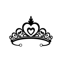 Elegant heart tiara silhouette symbol of royalty beauty and celebration © rabbivay