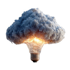 Lightbulb erupting in a cloud of smoke