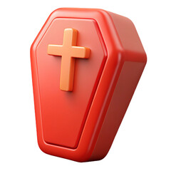 Obraz premium Glossy Plastic 3D Cartoon Coffin Halloween Icon
