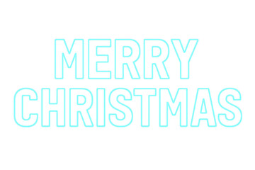 Merry christmas neon sign on transparent background for holiday greetings
