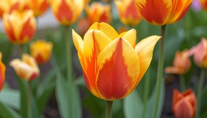 Orange and Yellow Tulip Closeup