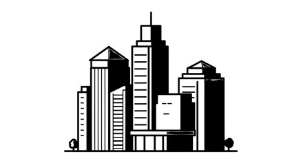 Cityscape Illustration Modern Urban Skyline Vector