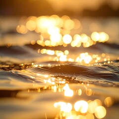 Golden water ripples at sunset