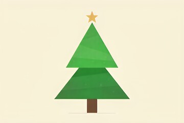 Fototapeta premium Minimalist Christmas Tree with Gold Star