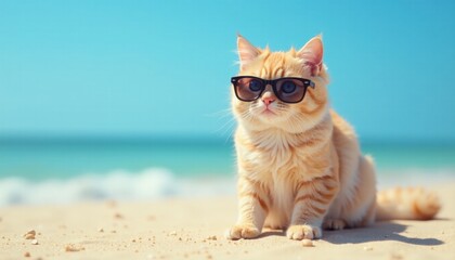 Cool Beach Cat in Sunglasses