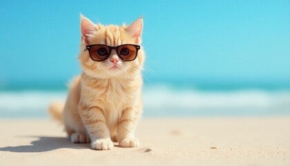 Cool Beach Cat in Sunglasses