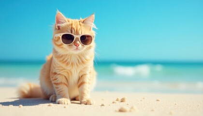 Cool Beach Cat in Sunglasses