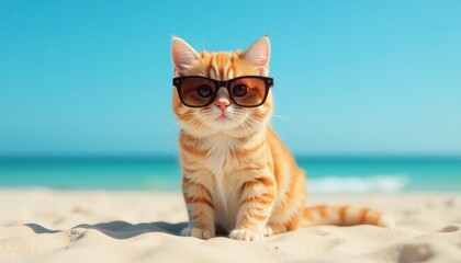 Cool Beach Cat in Sunglasses