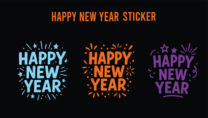 Happy new year vector sticker